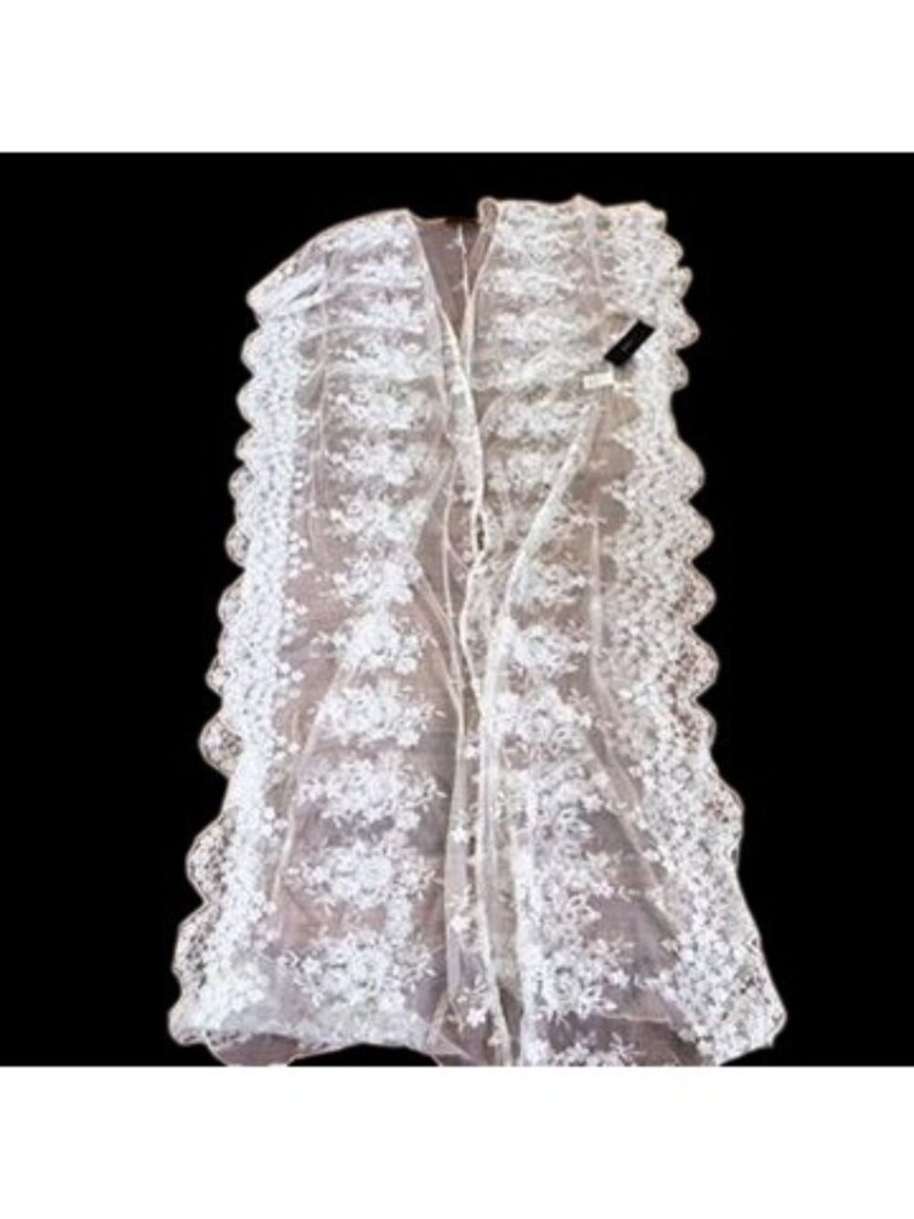 Lulus Sz XS Sheer White Lace Duster Kimono Floral NWT Ethereal Fairy Bridal - Picture 6 of 14